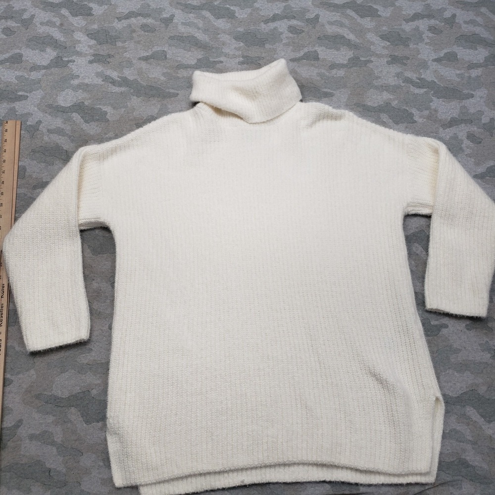 Abercrombie and Fitch Sweater Women Large White Pullover Long Sleeve Turtle Neck